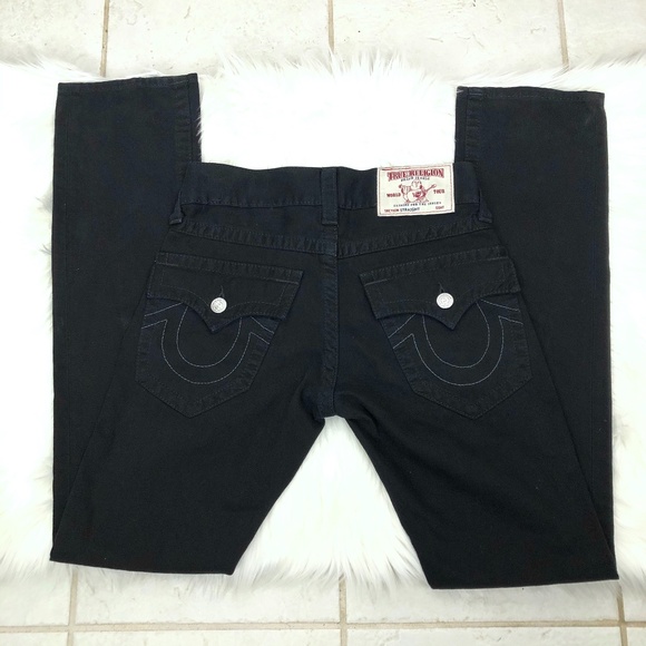 True Religion Denim - True Religion All Black w Flap Straight Jeans